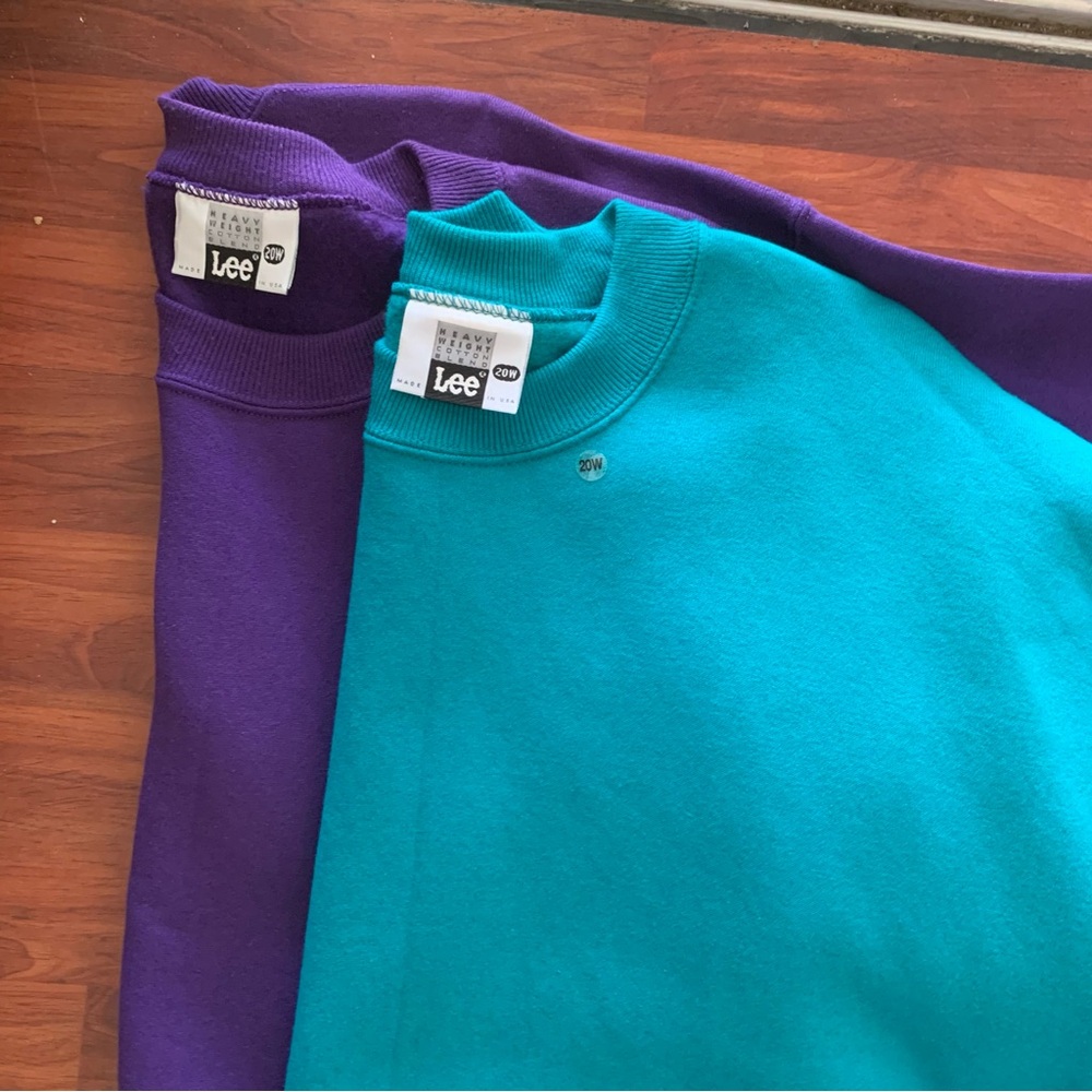 Bundle of 2 vintage Lee (Teal and Purple) Sweatshirts